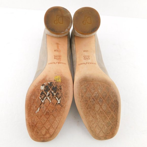 DONALD PLINER Camy Brushed Metallic Gold Leather Block Heel Pumps 9.5 - Picture 7 of 10